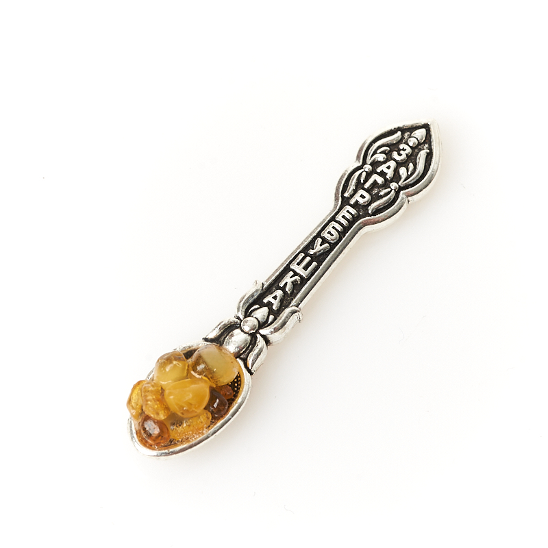 Талисман янтарь пресс Россия (биж. сплав) (ложка-загребушка) 4&nbsp;см