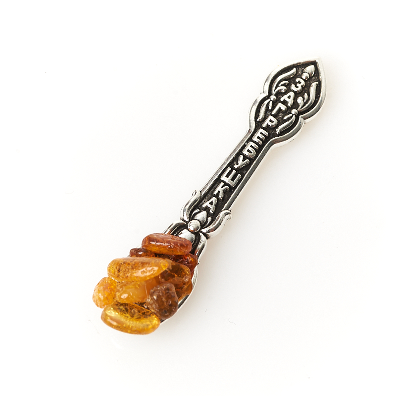 Талисман янтарь пресс Россия (биж. сплав) (ложка-загребушка) 4&nbsp;см