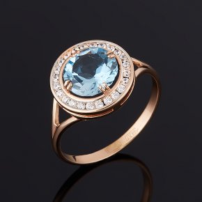 Кольцо топаз голубой Бразилия (серебро 925 пр. позолота) огранка размер 17