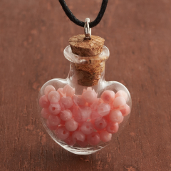 Кулон коралл розовый Индонезия (биж. сплав, сталь хир., стекло) бутылочка 3,5 см