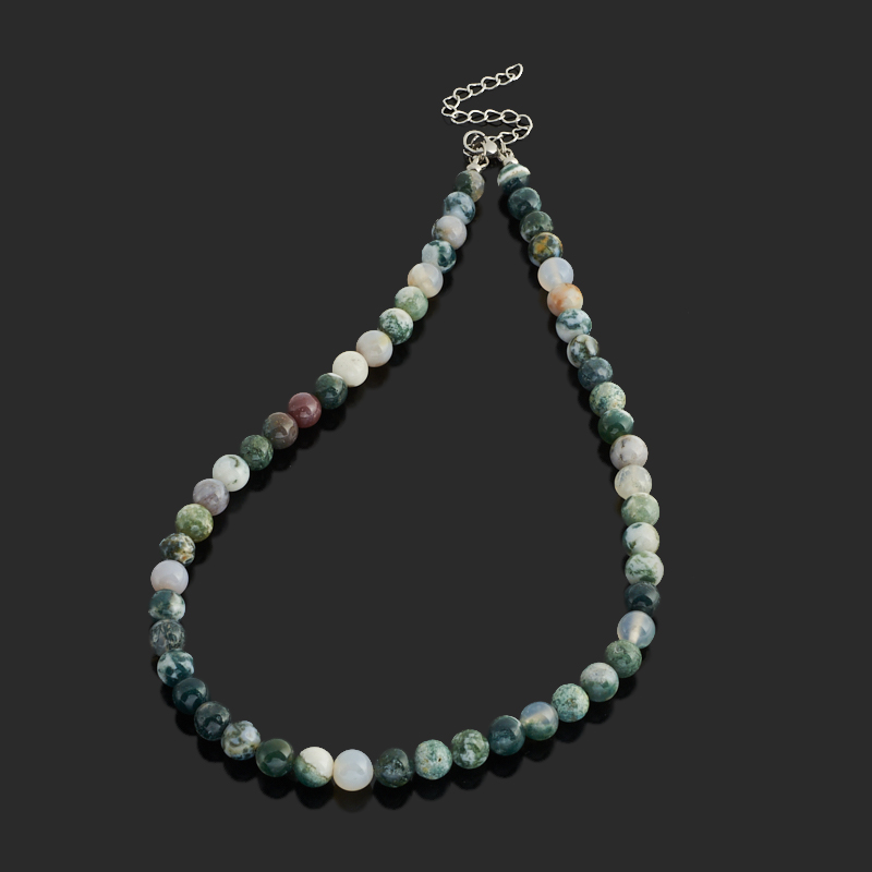 Бусы агат древесный Индия 8&nbsp;мм 46&nbsp;см (+7&nbsp;см) (сталь хир.)