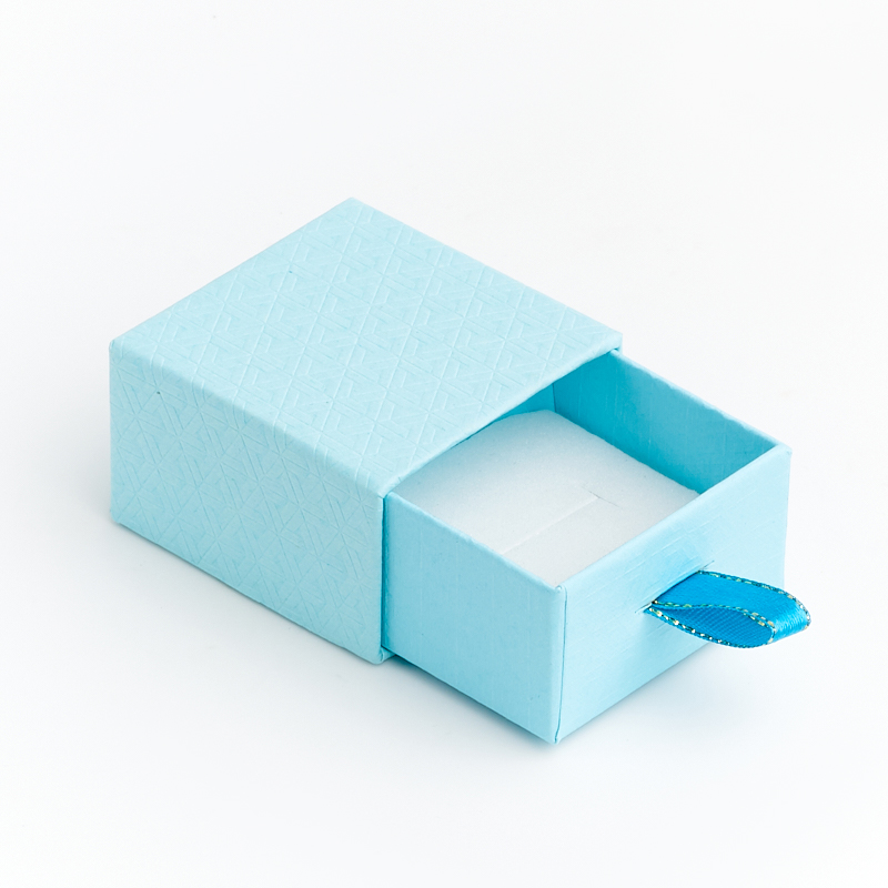 Подарочная упаковка (картон, текстиль) под кольцо/серьги (коробка) (голубой) 50х50х30 мм