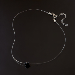 Кулон турмалин черный (шерл) Бразилия (биж. сплав, сталь хир.) на леске