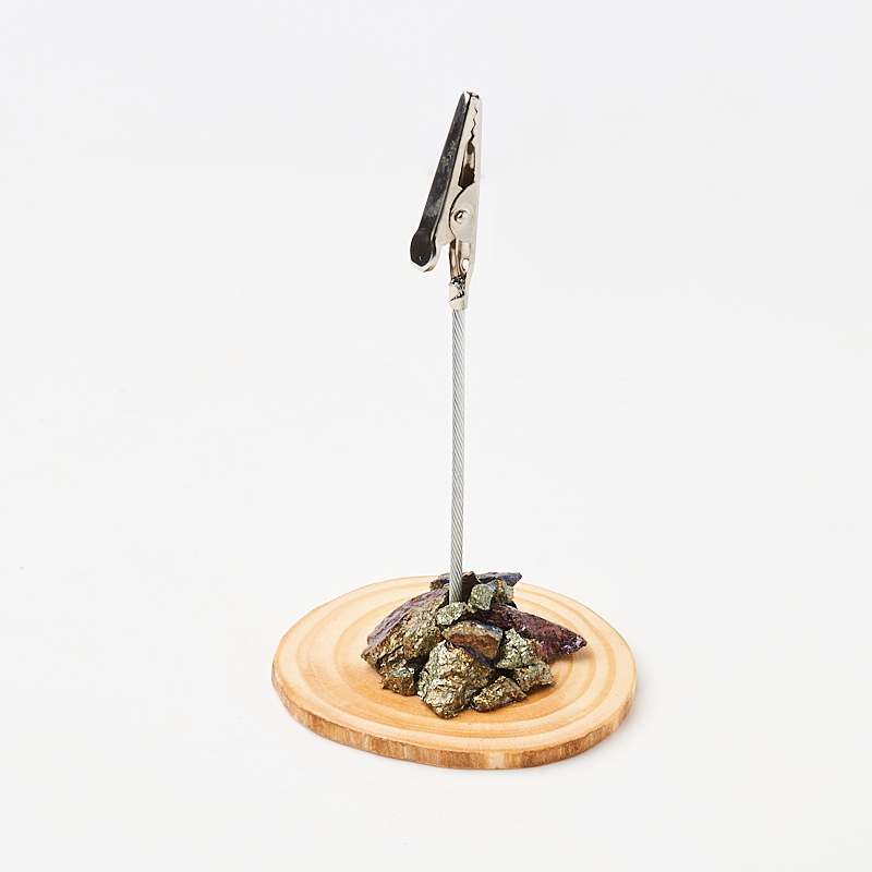 Держатель для фото халькопирит Мексика (биж. сплав, дерево) 10х5,5 см