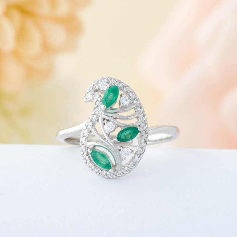 

Кольцо изумруд огранка (серебро 925 пр.) размер 17,5