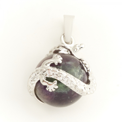 Кулон флюорит (биж. сплав) дракон 3 см