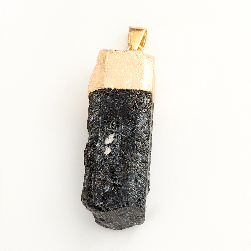 Кулон турмалин черный (шерл) Бразилия (биж. сплав) кристалл 3,5-5 см