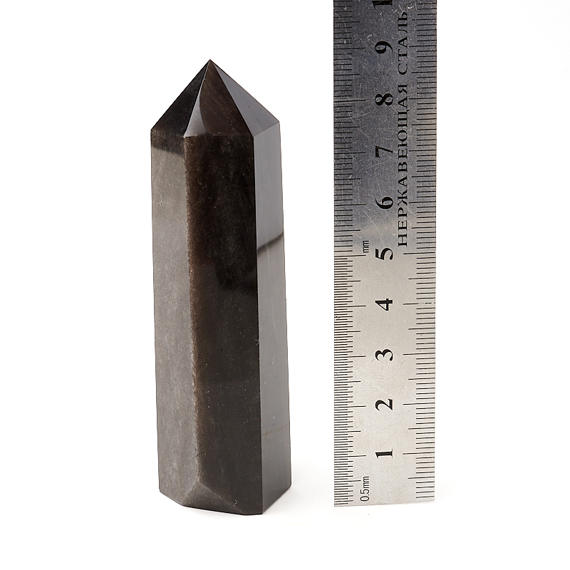 Кристалл обсидиан серебристый Мексика (ограненный) M (7-12 см)