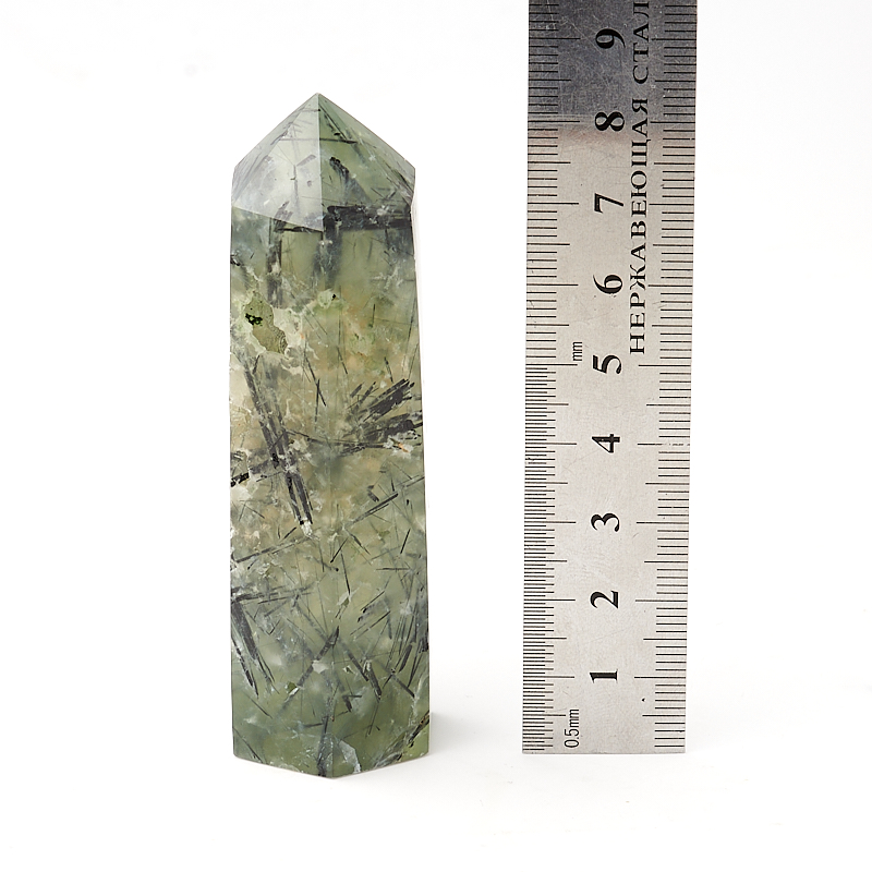 Кристалл пренит с эпидотом ЮАР (ограненный) M (7-12 см)