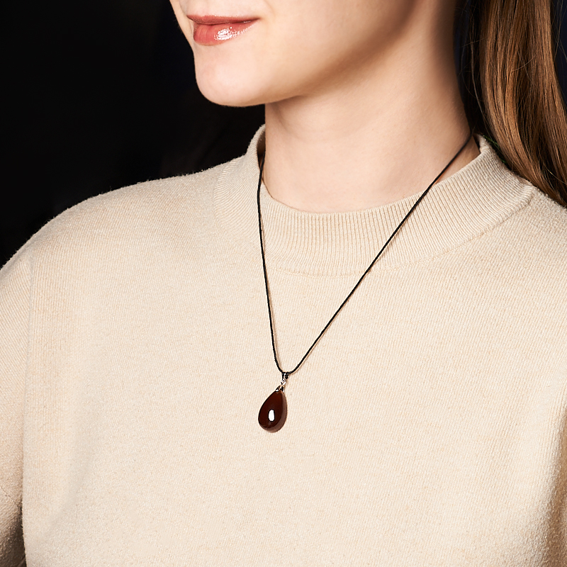 Кулон гранат спессартин Нигерия (биж. сплав) капля 3 см