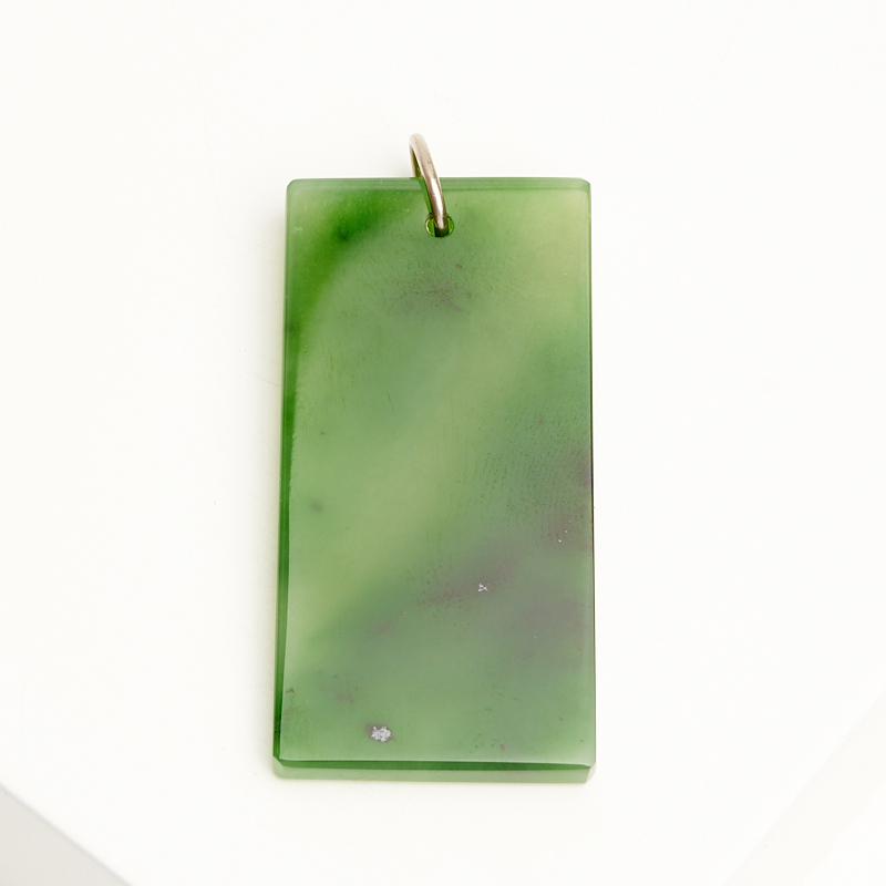Кулон нефрит зеленый Россия (биж. сплав) прямоугольник 4 см