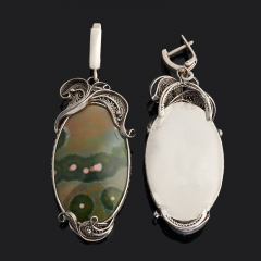 Серьги агат крейзи Мадагаскар (сталь хир.)