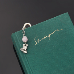 Закладка для книг розовый кварц Бразилия (биж. сплав, сталь хир.) 8 см