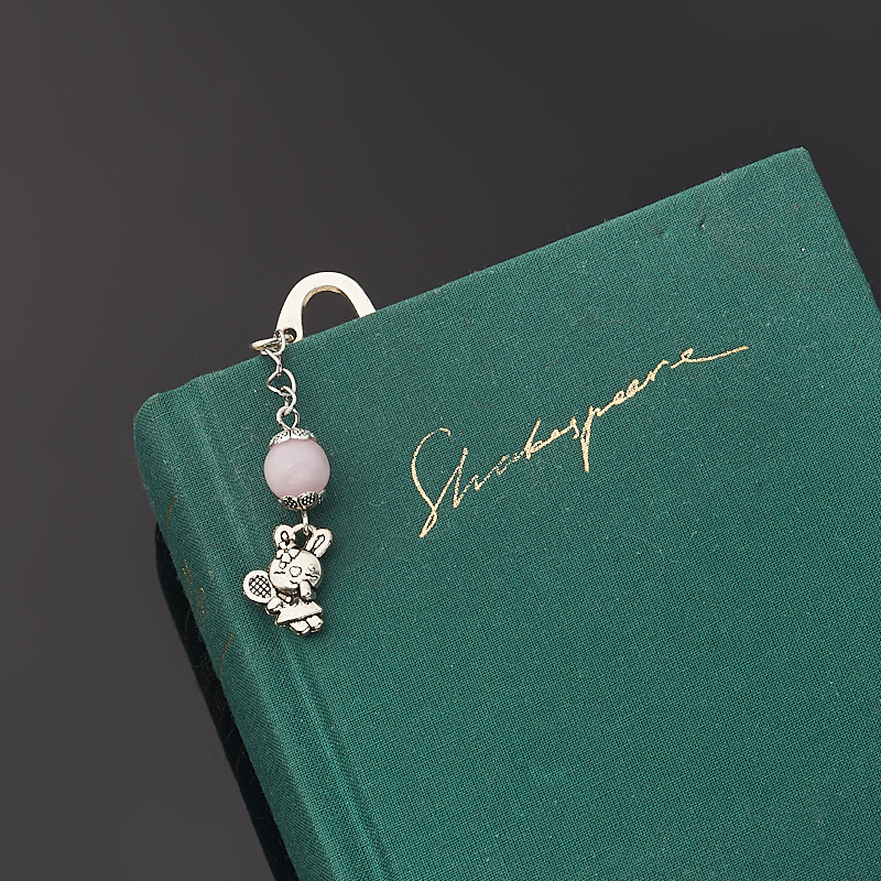 Закладка для книг розовый кварц Бразилия (биж. сплав, сталь хир.) 8 см