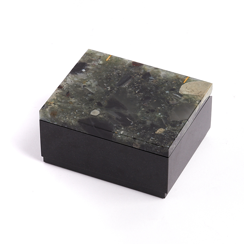 Шкатулка микс агат, долерит 7х5,5х3,5 см