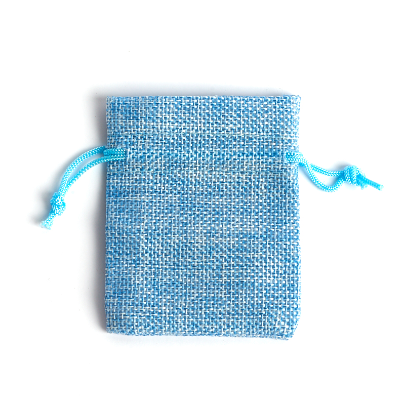 Подарочная упаковка (текстиль) универсальная (мешочек плоский) (голубой) 90х70 мм
