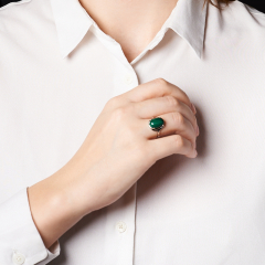 Кольцо малахит Конго (латунь посеребр.) размер 17,5