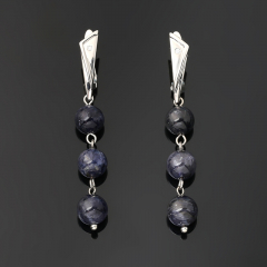Серьги иолит (кордиерит) Бразилия (биж. сплав родир. бел.)