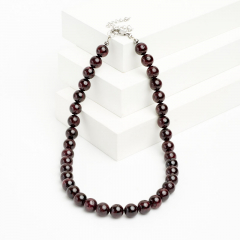 Бусы гранат альмандин Индия 10 мм 40 см (+7 см) (сталь хир.)