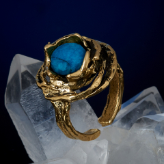 Кольцо апатит синий Россия (бронза) огранка (регулируемый) размер 16