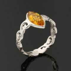 Кольцо янтарь Россия (латунь посеребр.) размер 16,5