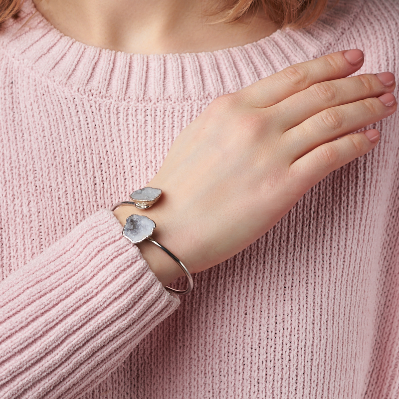 Браслет агат серый Бразилия (биж. сплав) 16&nbsp;см