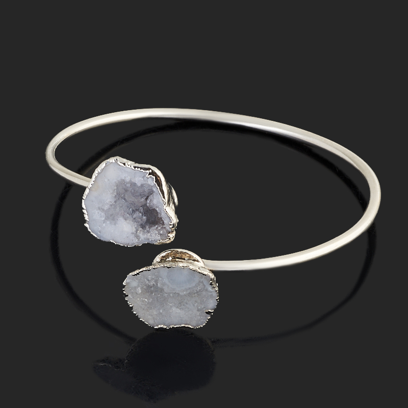 Браслет агат серый Бразилия (биж. сплав) 16&nbsp;см