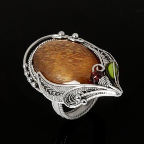 Кольцо солнечный камень Индия (сталь хир. эмаль) размер 17,5
