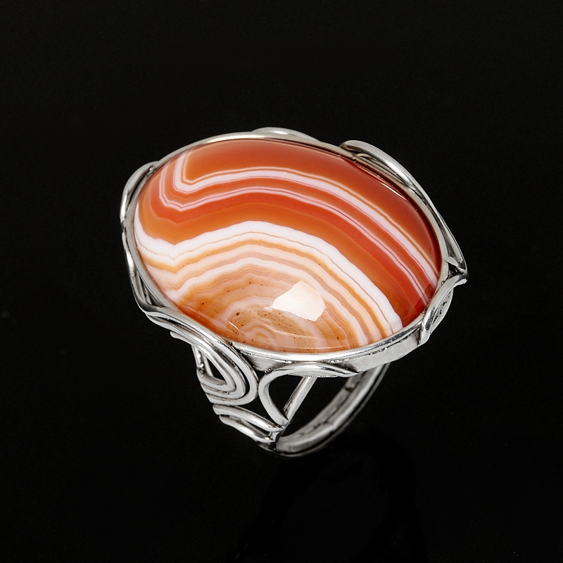 Кольцо агат абрикосовый Ботсвана (сталь хир.) размер 17,5