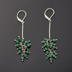 Серьги авантюрин зеленый Индия (биж. сплав, сталь хир.)