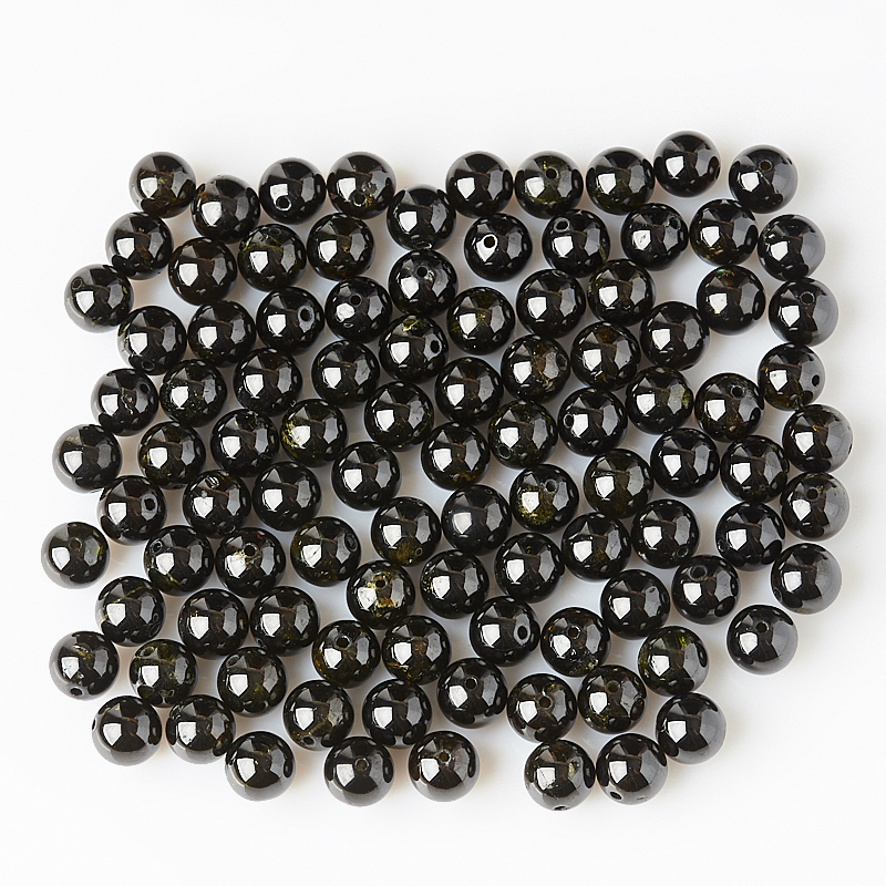 Бусина турмалин черный (шерл) Бразилия шарик 6-6,5 мм (1 шт)