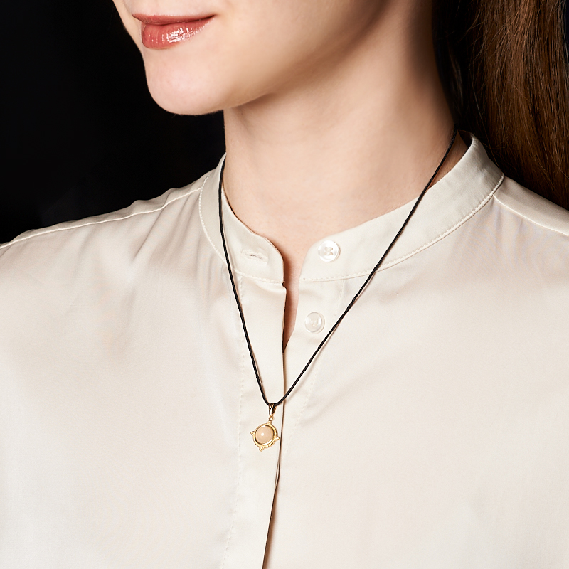 Кулон розовый кварц Бразилия (биж. сплав позолота) 2,5&nbsp;см