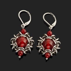 Серьги сердолик Ботсвана (сталь хир.)