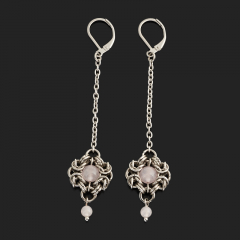 Серьги розовый кварц Бразилия (сталь хир.)