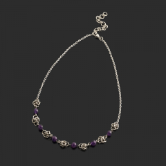 Бусы аметист Бразилия (сталь хир.) (колье) 6 мм 40 см (+5 см)