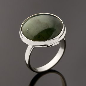 Кольцо нефрит зеленый Россия (мельхиор) размер 18,5