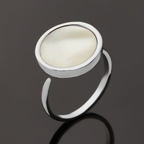 Кольцо перламутр белый Индонезия (биж. сплав) (регулируемый) размер 18,5
