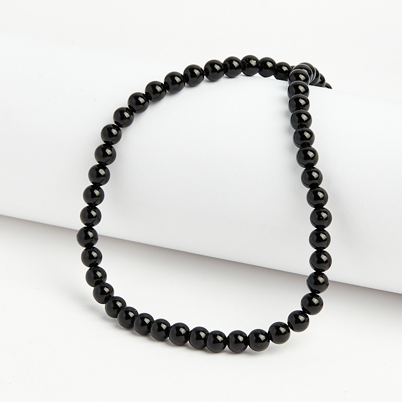 Бусина агат черный Бразилия шарик 6&nbsp;мм (нить)