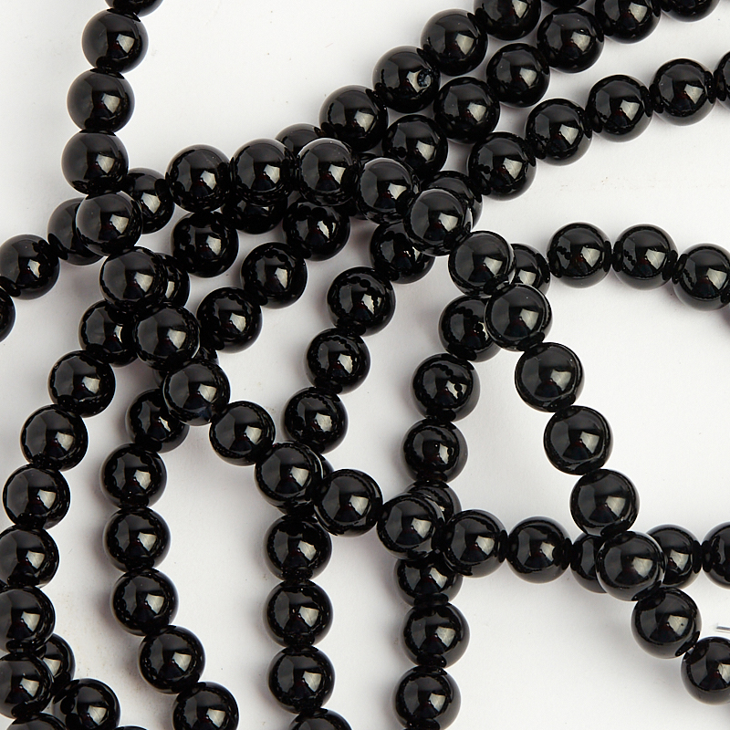 Бусина агат черный Бразилия шарик 6&nbsp;мм (нить)