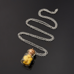 Кулон янтарь Россия (биж. сплав, сталь хир., стекло) бутылочка 2,5 см