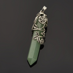 Кулон авантюрин зеленый Индия (биж. сплав) кристалл 6-7 см