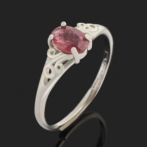 Кольцо турмалин розовый (рубеллит) Бразилия огранка (биж. сплав родир. бел.) размер 18,5 (регулируемый)
