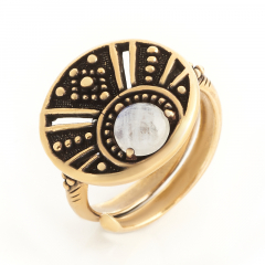 Кольцо лунный камень (адуляр) Индия (бронза) (регулируемый) размер 17