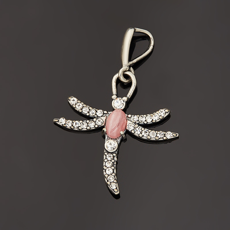 Кулон родохрозит Аргентина (латунь посеребр.) 3,5 см