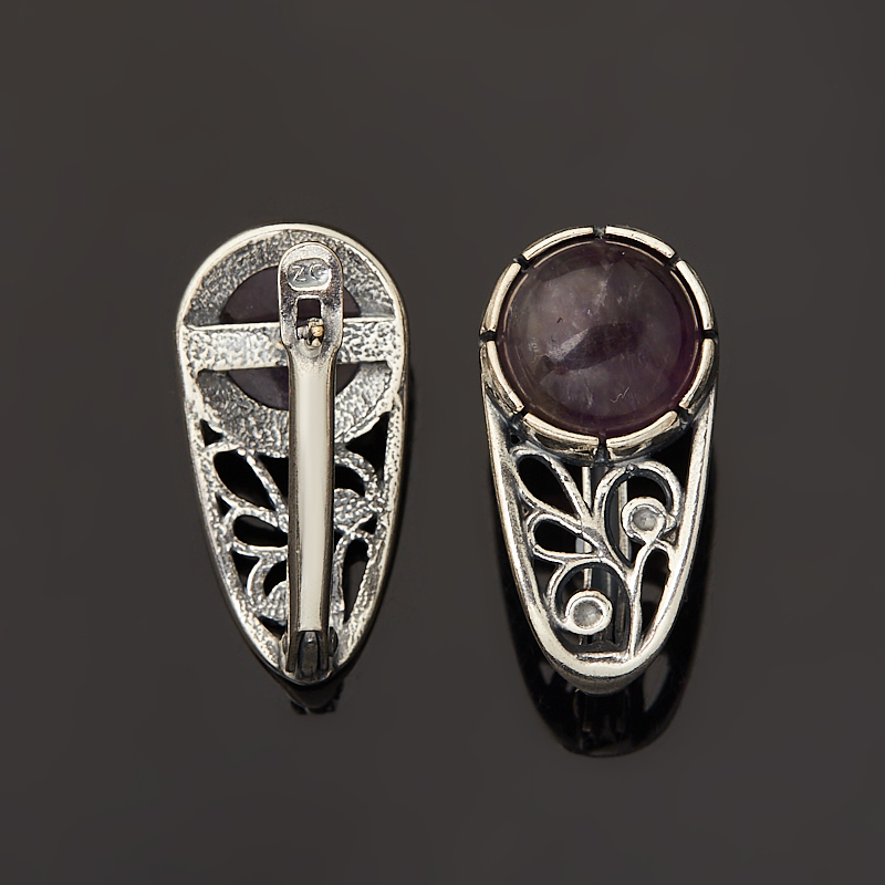 Серьги аметист Бразилия (латунь посеребр.)
