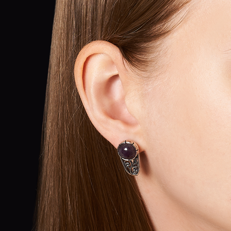 Серьги аметист Бразилия (латунь посеребр.)