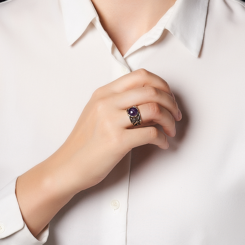 Кольцо аметист Бразилия (латунь посеребр.) размер 17