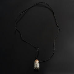 Кулон лабрадор Мадагаскар бутылочка (стекло, текстиль, биж. сплав) 3 см
