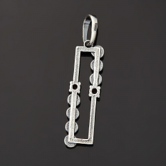 Кулон гранат альмандин Индия (латунь оксидир., посеребр.) прямоугольник огранка 4 см