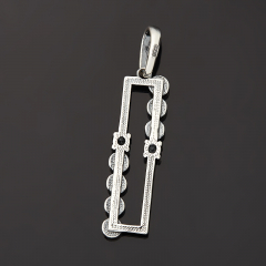 Кулон топаз голубой Бразилия (латунь оксидир., посеребр.) прямоугольник огранка 4 см